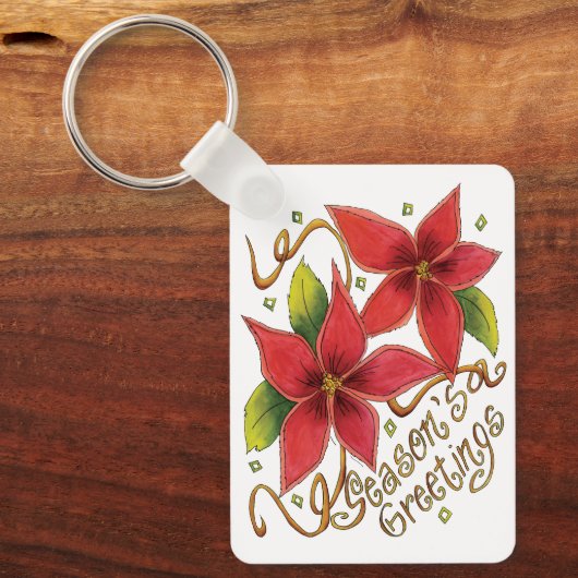 ポインセチアさんとのキュートなクリスマスシーズンのご挨拶 キーホルダー (正面)