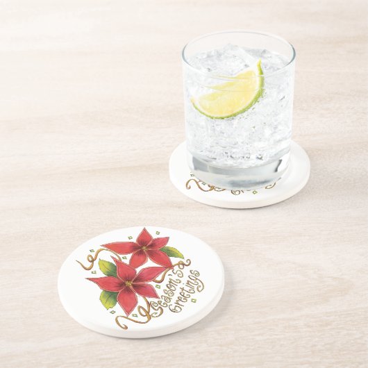 ポインセチアさんとのキュートなクリスマスシーズンのご挨拶 コースター (側面)