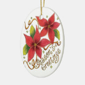 ポインセチアさんとのキュートなクリスマスシーズンのご挨拶 セラミックオーナメント (左)