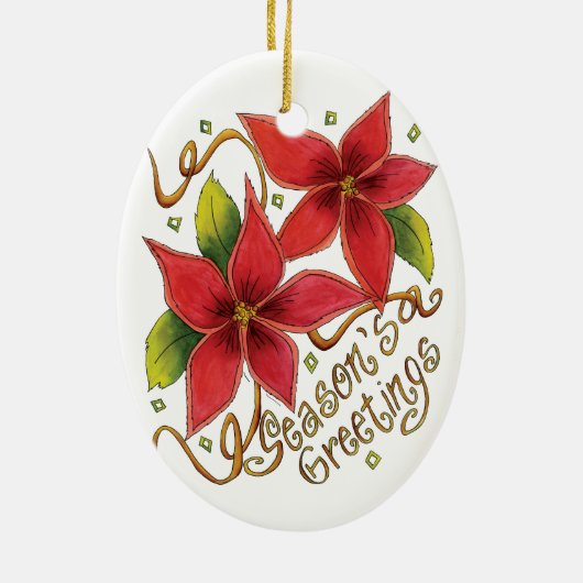 ポインセチアさんとのキュートなクリスマスシーズンのご挨拶 セラミックオーナメント (裏面)