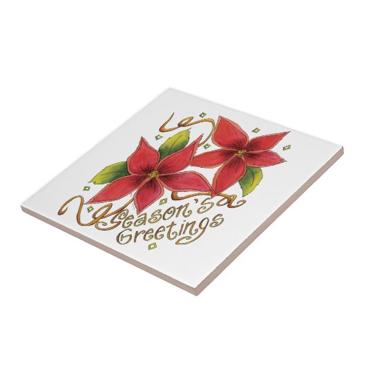 ポインセチアさんとのキュートなクリスマスシーズンのご挨拶 タイル (側面)