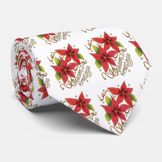 ポインセチアさんとのキュートなクリスマスシーズンのご挨拶 ネクタイ (ロール)