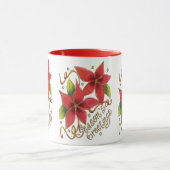 ポインセチアさんとのキュートなクリスマスシーズンのご挨拶 マグカップ (中央)