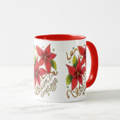 ポインセチアさんとのキュートなクリスマスシーズンのご挨拶 マグカップ (正面右)