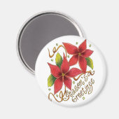 ポインセチアさんとのキュートなクリスマスシーズンのご挨拶 マグネット (正面/裏面)