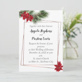 ポインセチアとのクリスマス結婚式招待状 招待状 (スタンド正面)