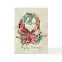 ポインセチアとの冬の（鳥）ショウジョウコウカンチョウの組