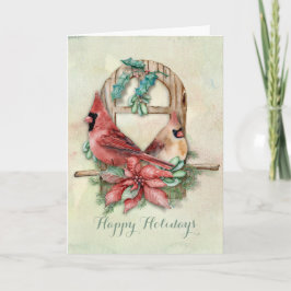 ポインセチアとの冬の（鳥）ショウジョウコウカンチョウの組 シーズンカード