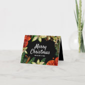 ポインセチアとオレンジのクリスマス シーズンカード (正面)