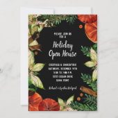 ポインセチアとオレンジのクリスマス 招待状 (正面)