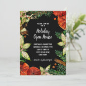 ポインセチアとオレンジのクリスマス 招待状 (スタンド正面)