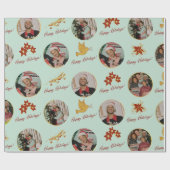 ポインセチアとカスタム写真 ラッピングペーパー (フラット)