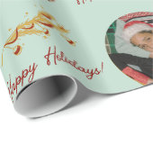 ポインセチアとカスタム写真 ラッピングペーパー (ロールコーナー)