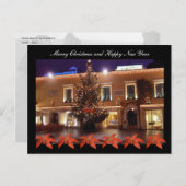 ポインセチアとカプリのラ・ピアッツェッタでのクリスマス シーズンポストカード (正面/裏面)
