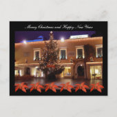 ポインセチアとカプリのラ・ピアッツェッタでのクリスマス シーズンポストカード (正面)