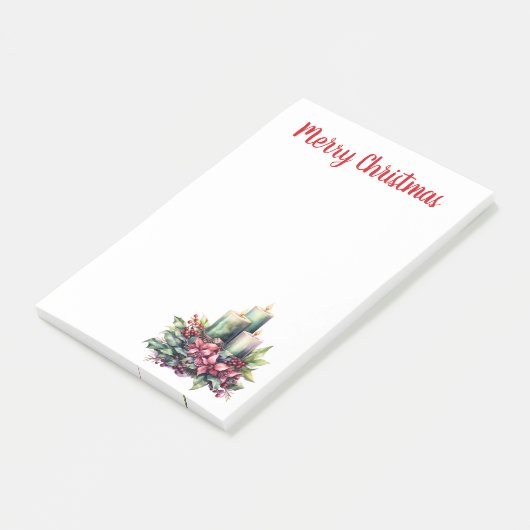 ポインセチアとキャンドルのクリスマス ポストイット (アングル)