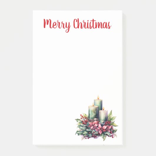ポインセチアとキャンドルのクリスマス ポストイット (正面)