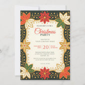 ポインセチアとスノーフレーク企業ののクリスマスパーティー 招待状 (正面)