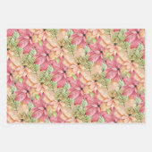 ポインセチアとパインズラッピング紙シート ラッピングペーパーシート (正面3)