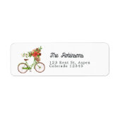 ポインセチアとパイン 自転車 クリスマス チャーム ラベル (正面)