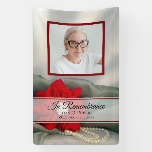 ポインセチアとパールお祝いの生活葬儀 横断幕 (縦)