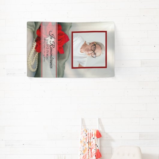 ポインセチアとパールお祝いの生活葬儀 横断幕 (インサイチュ)