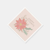 ポインセチアとホリースプレーの休日 スタンダードカクテルナプキン (角)