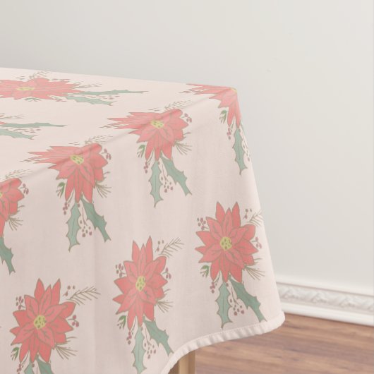 ポインセチアとホリースプレー テーブルクロス (インサイチュ)