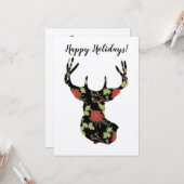 ポインセチアとホリーディアヘッド素朴 カード (正面/裏面インサイチュ)