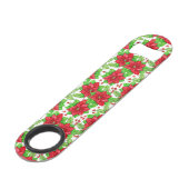 ポインセチアとホリーベリーの水色クリスマス スピード栓抜き (裏面アングル)