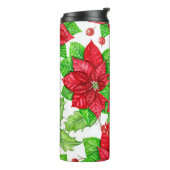 ポインセチアとホリーベリーの水色クリスマス タンブラー (回転左)