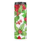 ポインセチアとホリーベリーの水色クリスマス タンブラー (裏面)