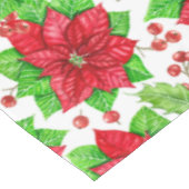 ポインセチアとホリーベリーの水色クリスマス テーブルクロス (アングル)