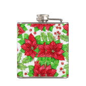 ポインセチアとホリーベリーの水色クリスマス フラスク (裏面)