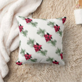 ポインセチアとホリー クッション (ブランケット)