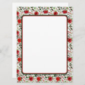 ポインセチアとホーリーのクリスマス便箋 シーズンカード (正面/裏面)