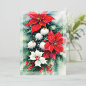 ポインセチアとホーリーのスワッグを使ったお手頃なクリスマス シーズンカード (スタンド正面)