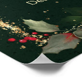 ポインセチアとホーリーの「クリスマスイブへようこそ」看板 ポスター (角)