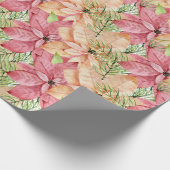 ポインセチアとマツの葉 ラッピングペーパー (角)