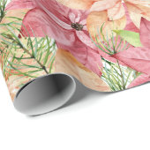 ポインセチアとマツの葉 ラッピングペーパー (ロールコーナー)