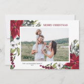 ポインセチアとモミ葉のクリスマスの写真 シーズンカード (正面)