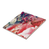 ポインセチアとヴィンテージクリスマスオーナメントデジタル タイル (側面)