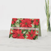 ポインセチアと氷の冷たいビールクリスマスおもしろい シーズンカード (正面)