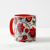 ポインセチアと葉 マグカップ (正面左)