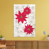 ポインセチアと赤い靴。オフホワイト キャンバスプリント (インサイチュ (リビング))