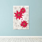 ポインセチアと赤い靴。オフホワイト キャンバスプリント (インサイチュ (ウッドフロア))