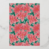 ポインセチアと赤キツネ冬の赤ちゃんシャワー 箔招待状 (裏面)