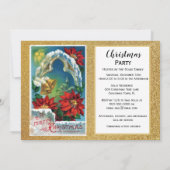 ポインセチアと金ゴールドベルズクリスマスホリデーパーティー 招待状 (裏面)