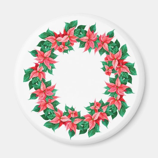 ポインセチアのクリスマスと新年カスタマイズの装飾 マグネット (正面)