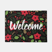 ポインセチアのクリスマスの休日の玄関マット ドアマット (正面)